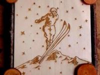 QUADRO IN LEGNO INCISO RUSTICO “Salto con gli sci” Ski Jumper